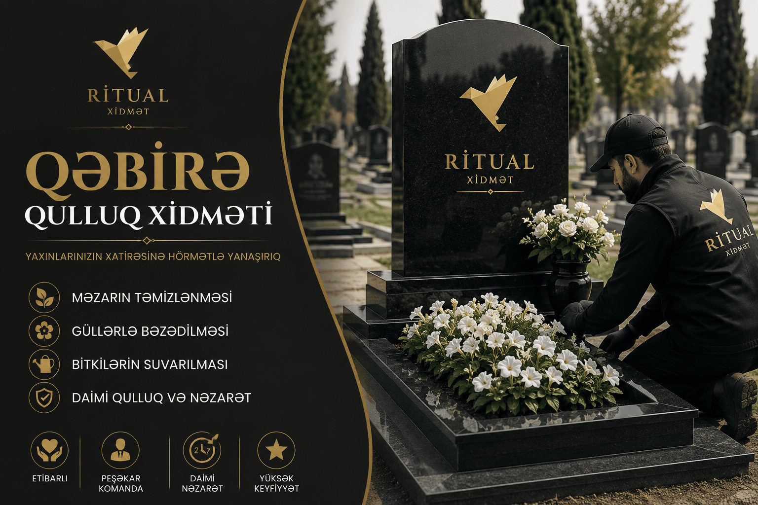 Qəbirə qulluq xidməti – Məzarın peşəkar təmizlənməsi və baxımı